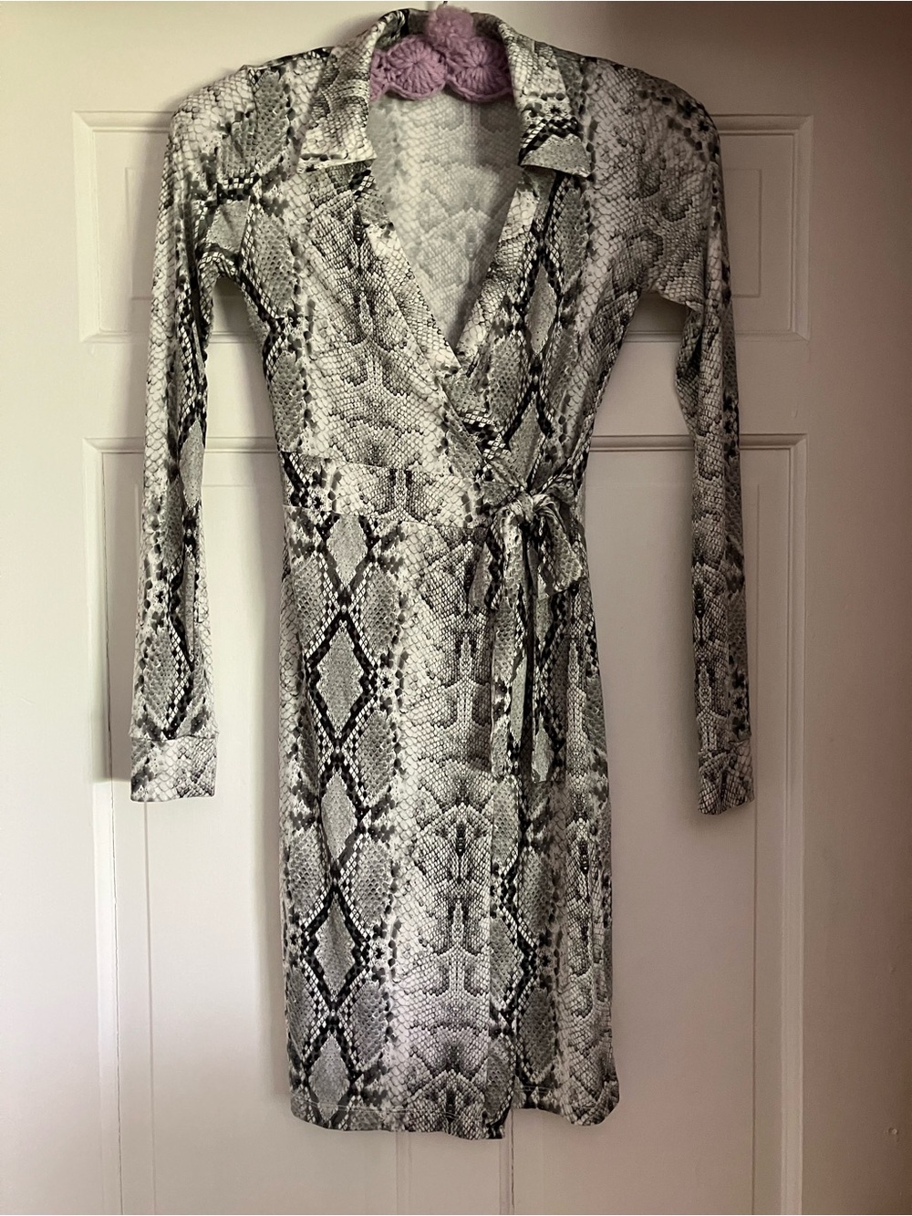 Fashion Nova Black and White Snake Print Wrap Dress